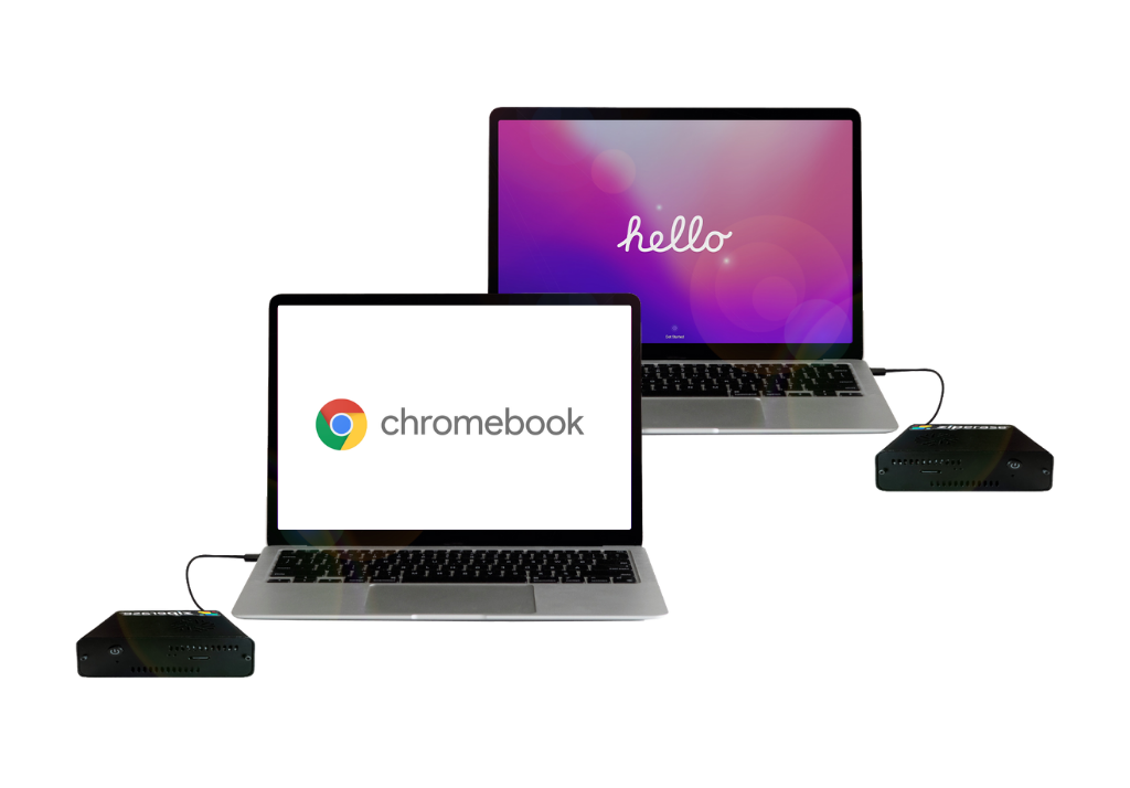 Macbook and Chromebook with Device Links connected.
