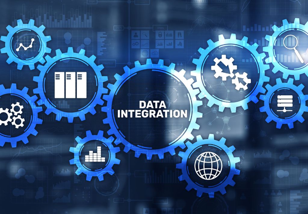 data integration diagram with cogs and icons