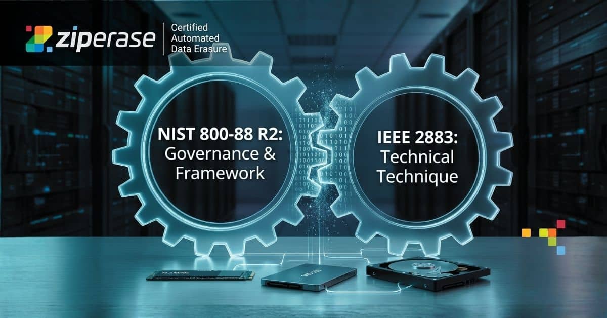 NIST 800-88 Rev 2 and IEEE 2883 data sanitisation techniques working together to erase modern SSD, NVMe, and HDD drives