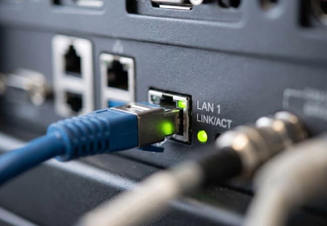 website images close up of an ethernet lan port labeled “lan