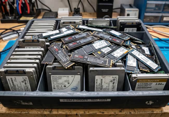website images tray filled with u.2 and m.2 nvmessd drives and