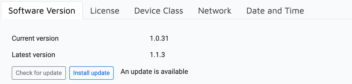 Station Manage, Software Version tab