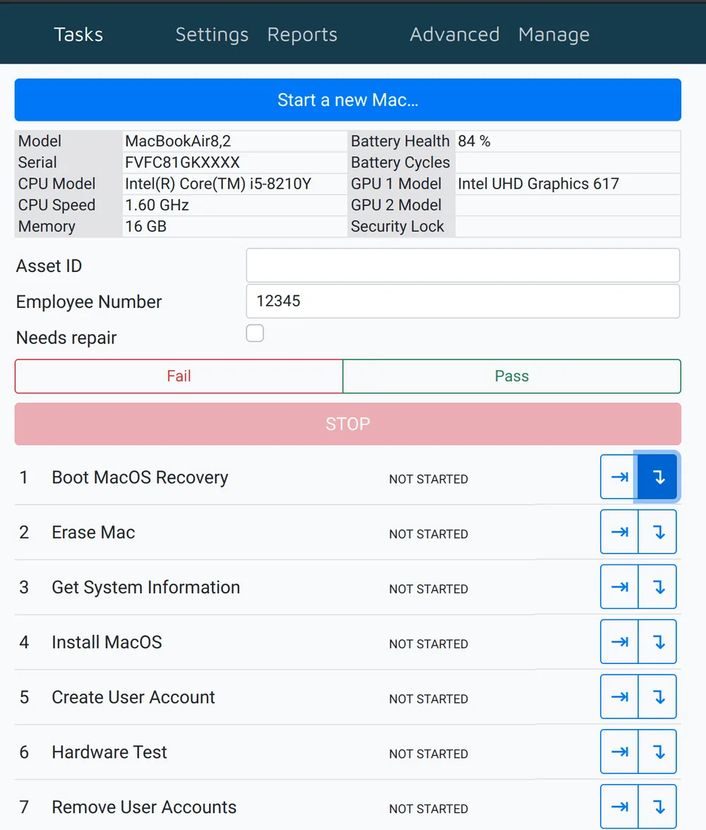 Station Tasks page